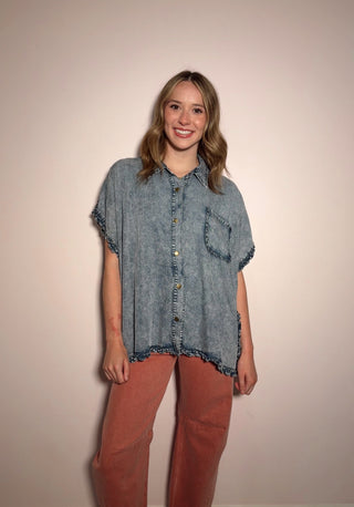 Ruffle Denim Top