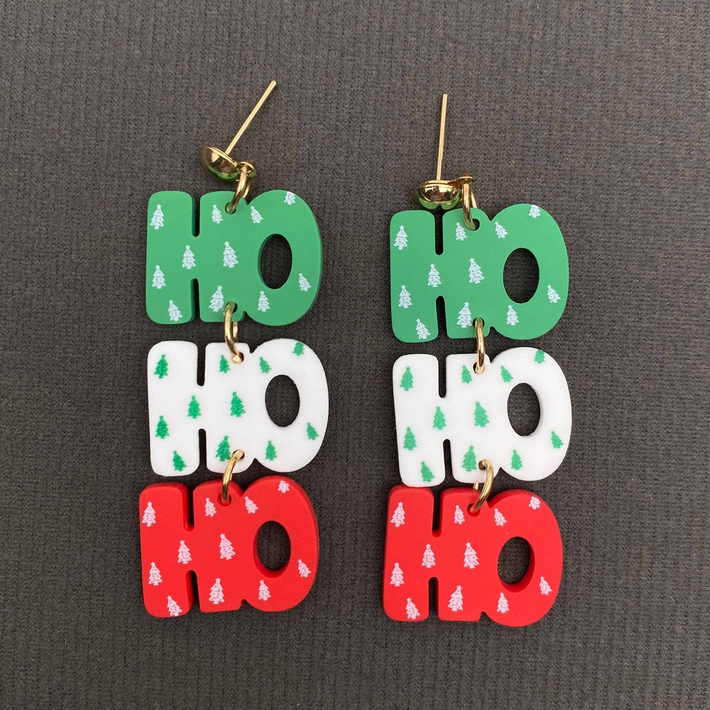 Mio Queena - Christmas Jewelry ' HO HO HO ' Acrylic Dangle Earrings