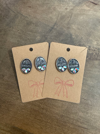 Rhinestone Boot Stitch Earrings