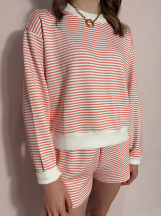 Stripped Mock Neck Set