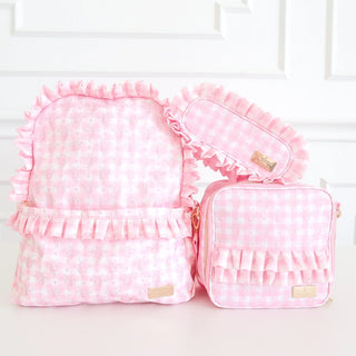 Pink Floral Ruffled Nylon Lunchbox