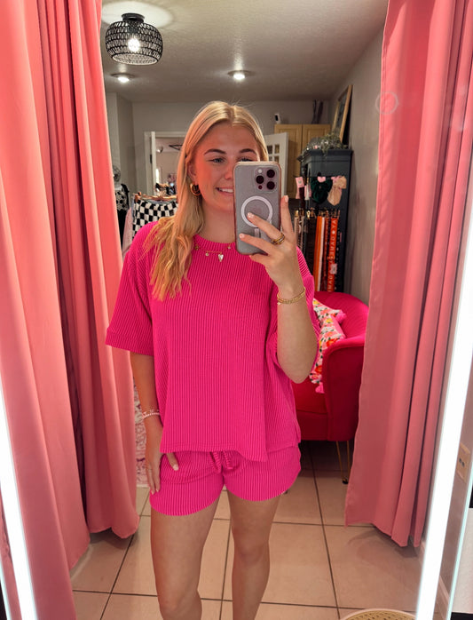 Corded Ribbed Matching Shorts Set
