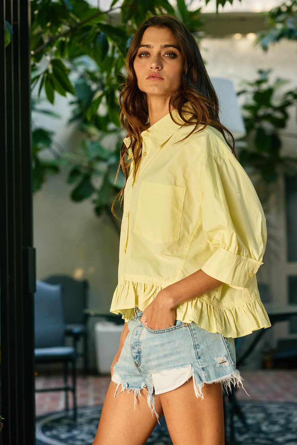 Butter Ruffle Trim Top