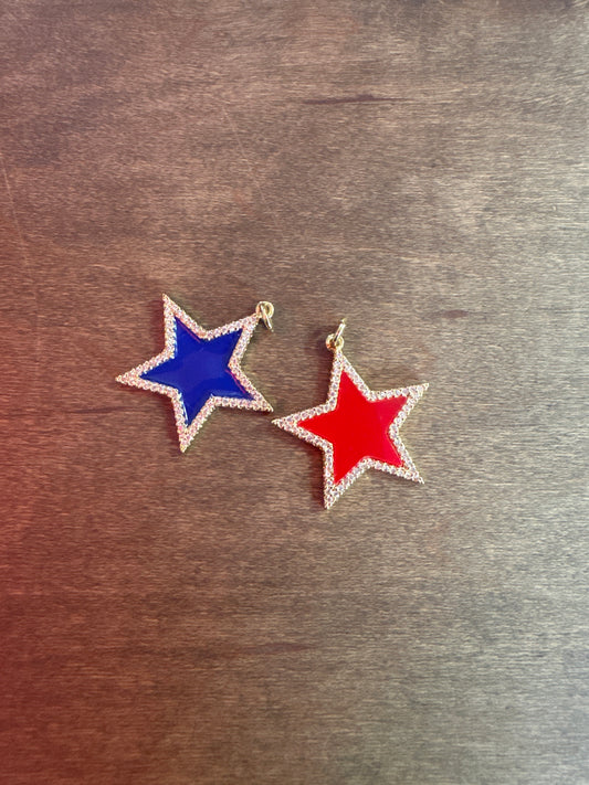 Enamel Star with Rhinestone Border Charm