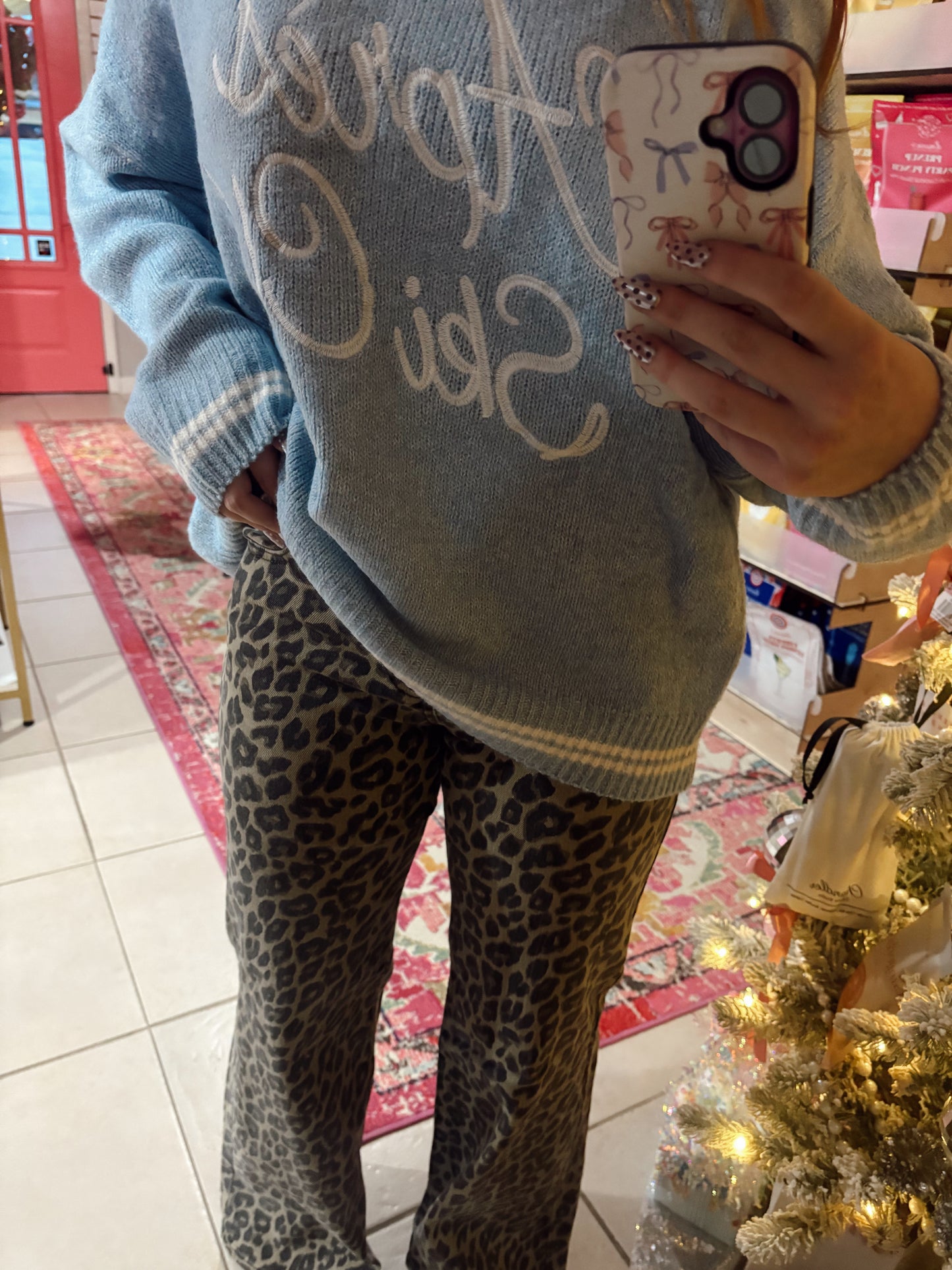 Leopard Wide Leg Jeans - Risen