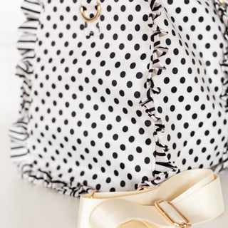 Polka Stripe Ruffled Nylon Weekender