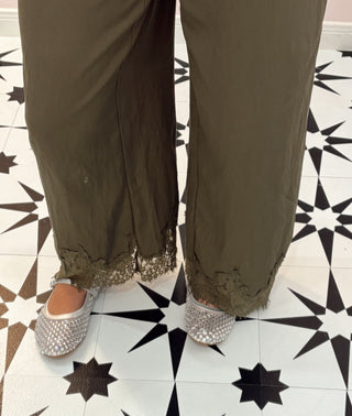 Olive Lace Pants