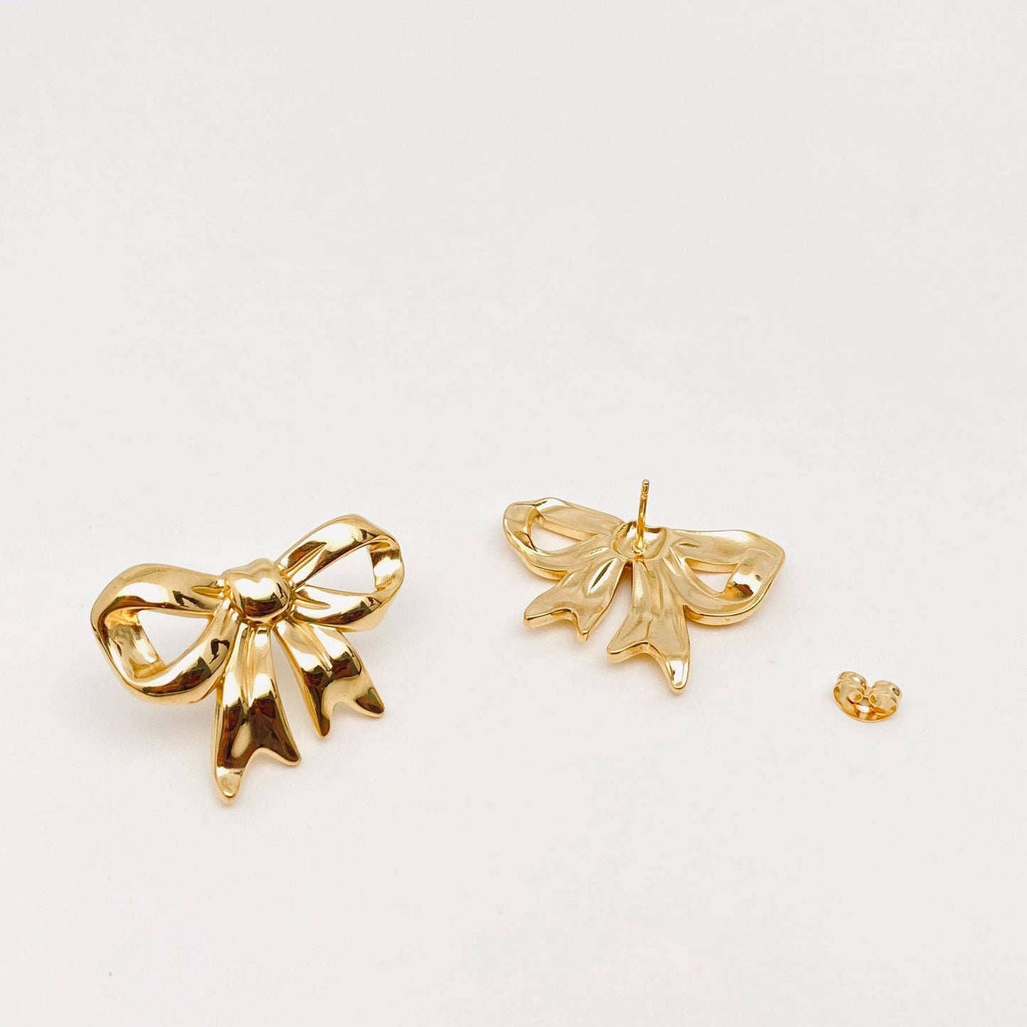 Bow 18K Gold Plated Stainless Steel Post Earrings