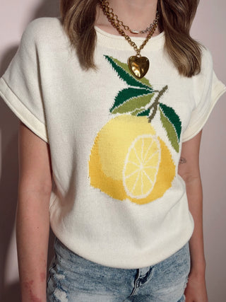 Lemon Knit Sweater Top