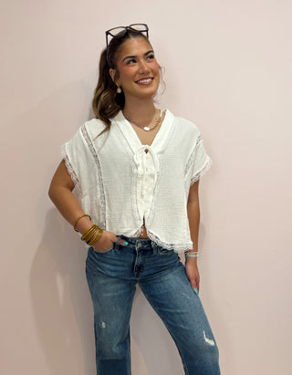 Marshmallow Tie Front Top