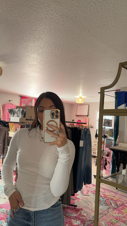 Mock Neck Top - White