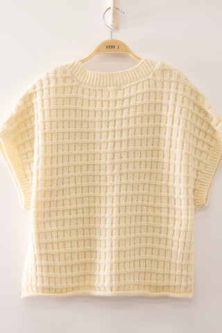 VERY J - 12W3719N-Waffle Texture Crop Cardigan
