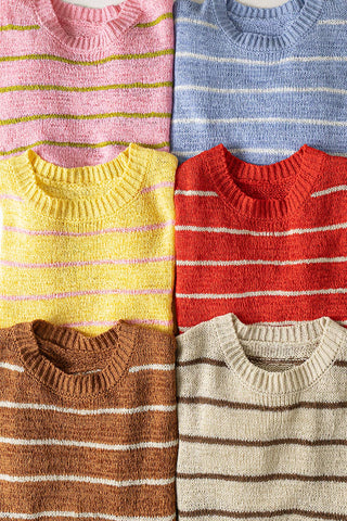 VERY J - 12W3319N-Striped Knit Sweater Vest Top