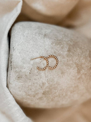 Barberry & Lace Handmade Jewelry - Beaded Huggie Hoop Earrings - Hypoallergenic, Waterproof