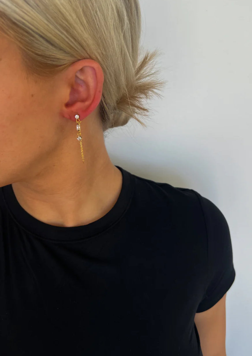 Dainty Diamond Loop Earrings