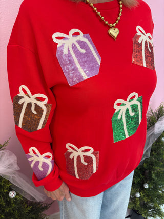 Sequin Christmas Present Sweatshirt