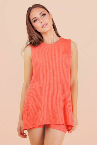 VERY J - 12W3359NSET-Knit Sweater Comfy Top & Shorts Set