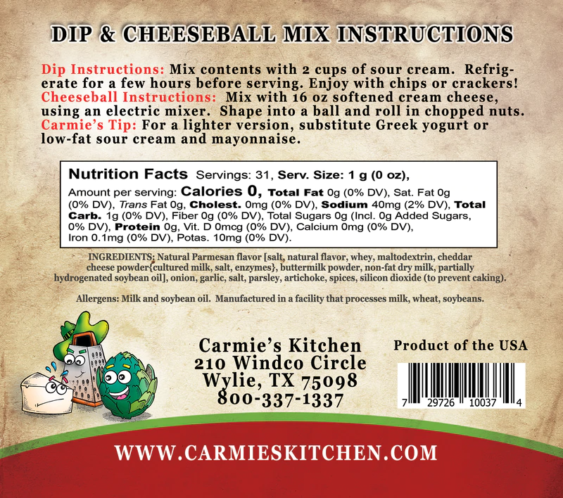Carmie's Kitchen - Artichoke Parmesan Dip Mix