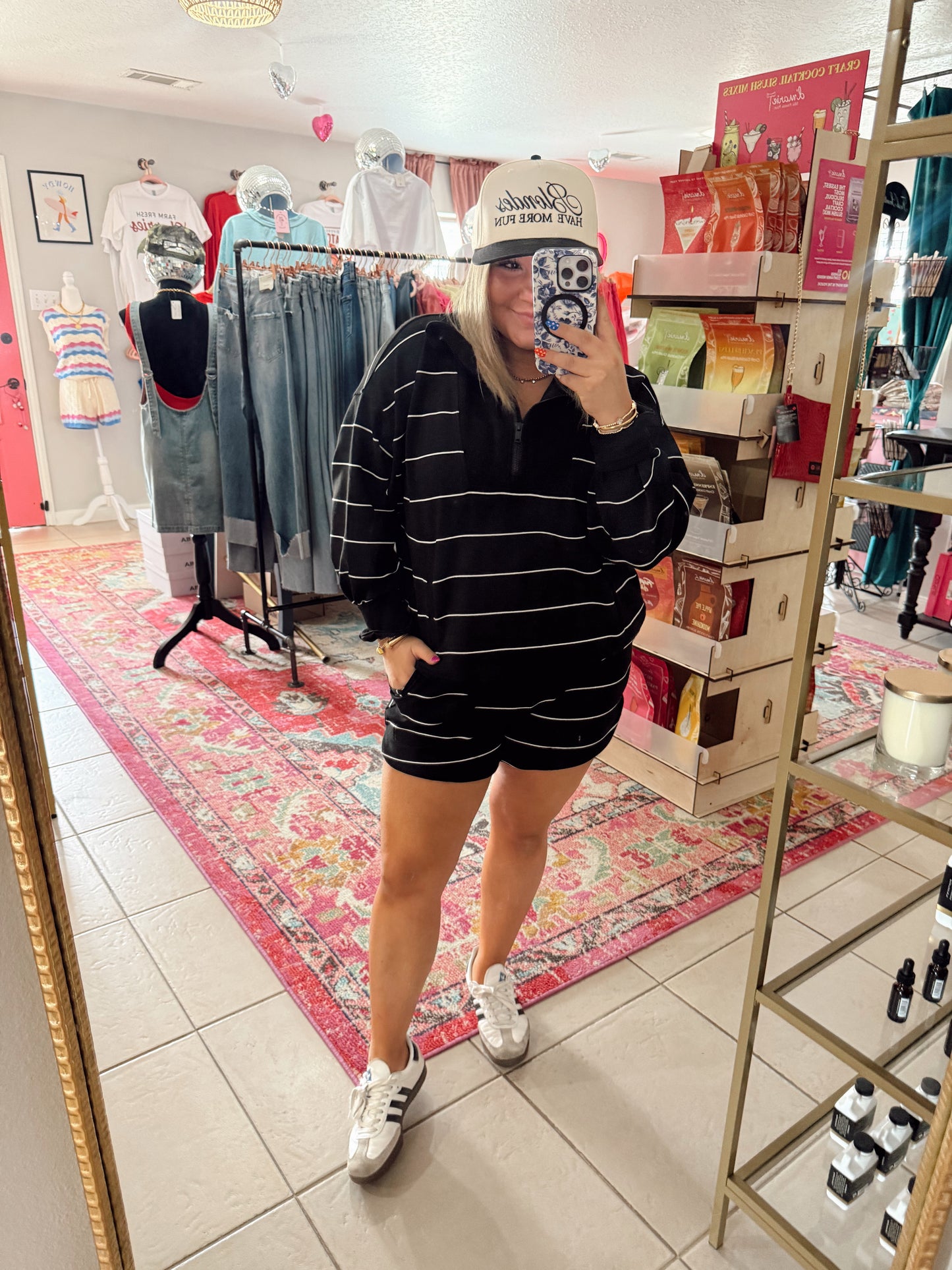 Black & White Stripe Matching set