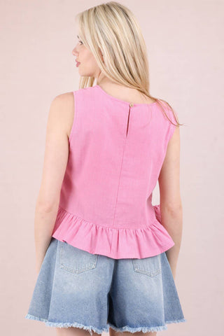 VERY J - NT12128-Side Tie Detail Ruffled Top