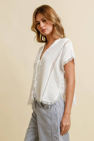 Marshmallow Tie Front Top