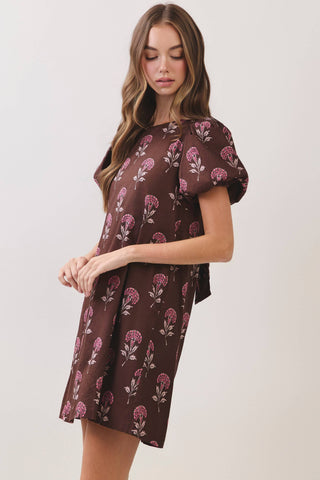 TCEC - CD07462-Floral Print Bow Back Mini Dress