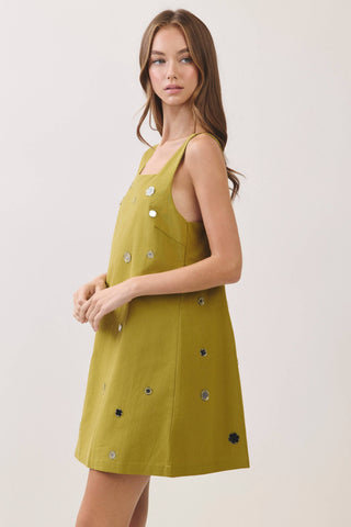 Brown Mirror Embellished Mini Dress