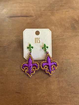 Mardi Gras Fleur De Lis Earrings