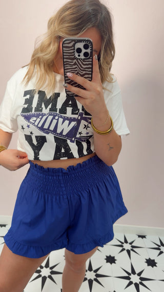 Purple Ruffle Shorts