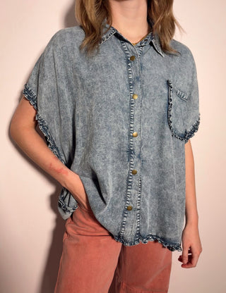 Ruffle Denim Top