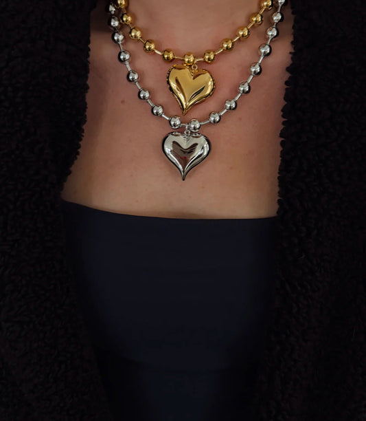 SILVER BUBBLE HEART NECKLACE