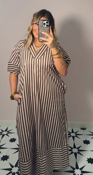 Mocha Muse Stripped Dress