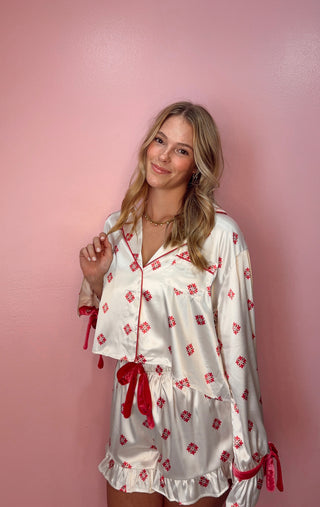 Moroccan Satin - Short Pj + Velvet Ties