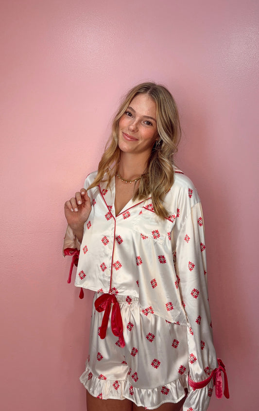Moroccan Satin - Short Pj + Velvet Ties