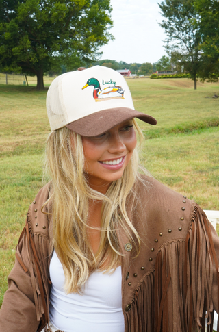 Lucky Duck Corduroy Trucker Hat