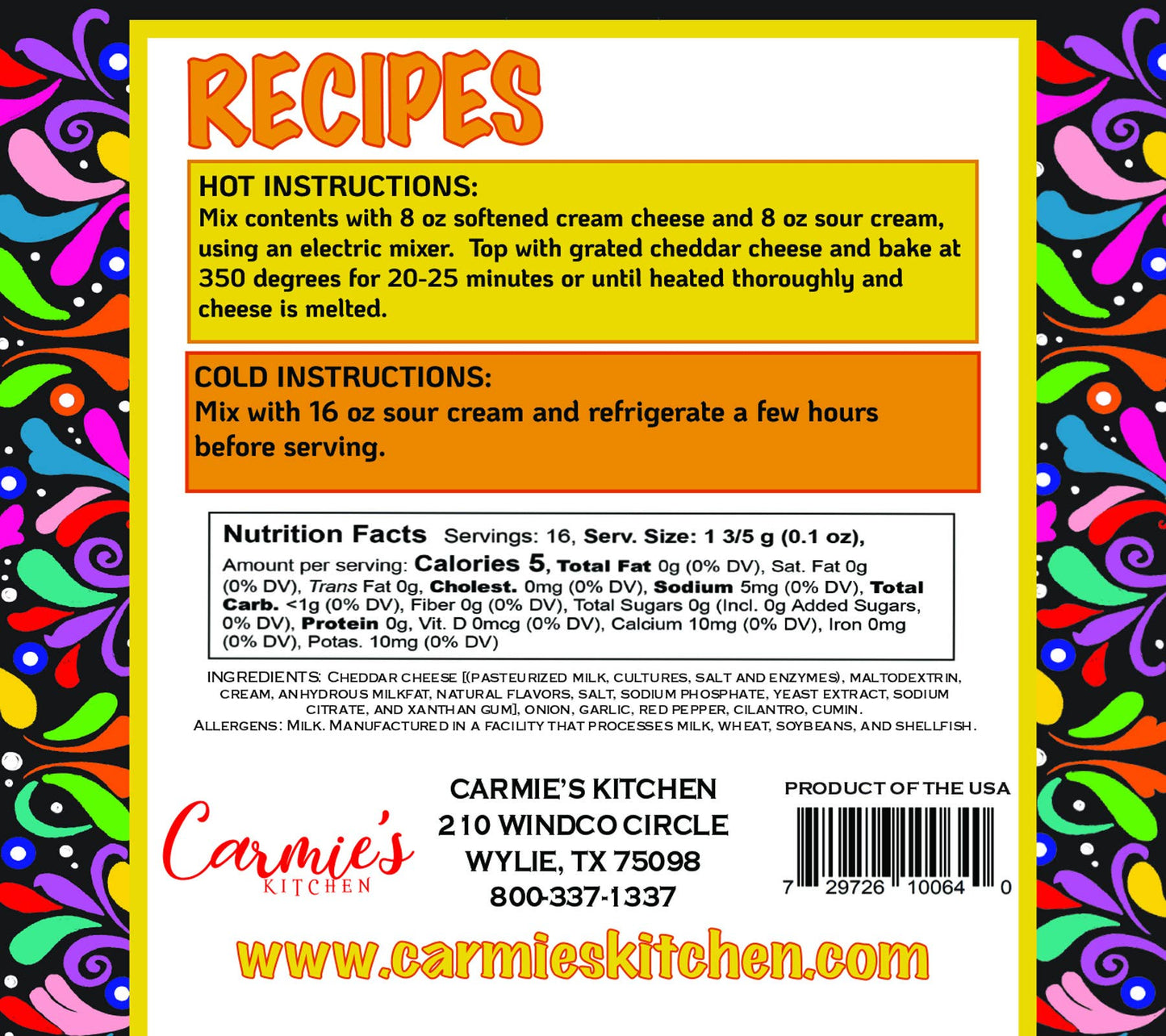 Carmie's Kitchen - Baked Enchilada Dip Mix