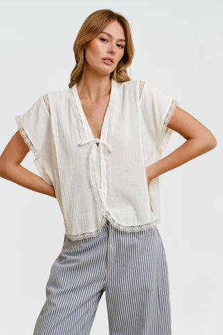 Marshmallow Tie Front Top