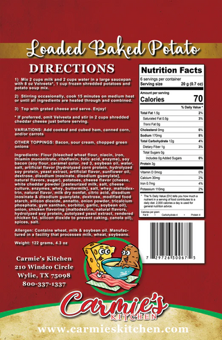 Carmie's Kitchen - Loaded Baked Potato Soup Mix