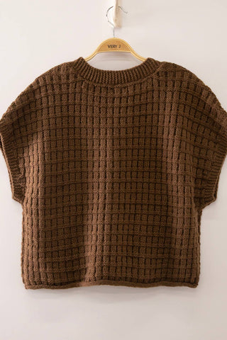 VERY J - 12W3719N-Waffle Texture Crop Cardigan
