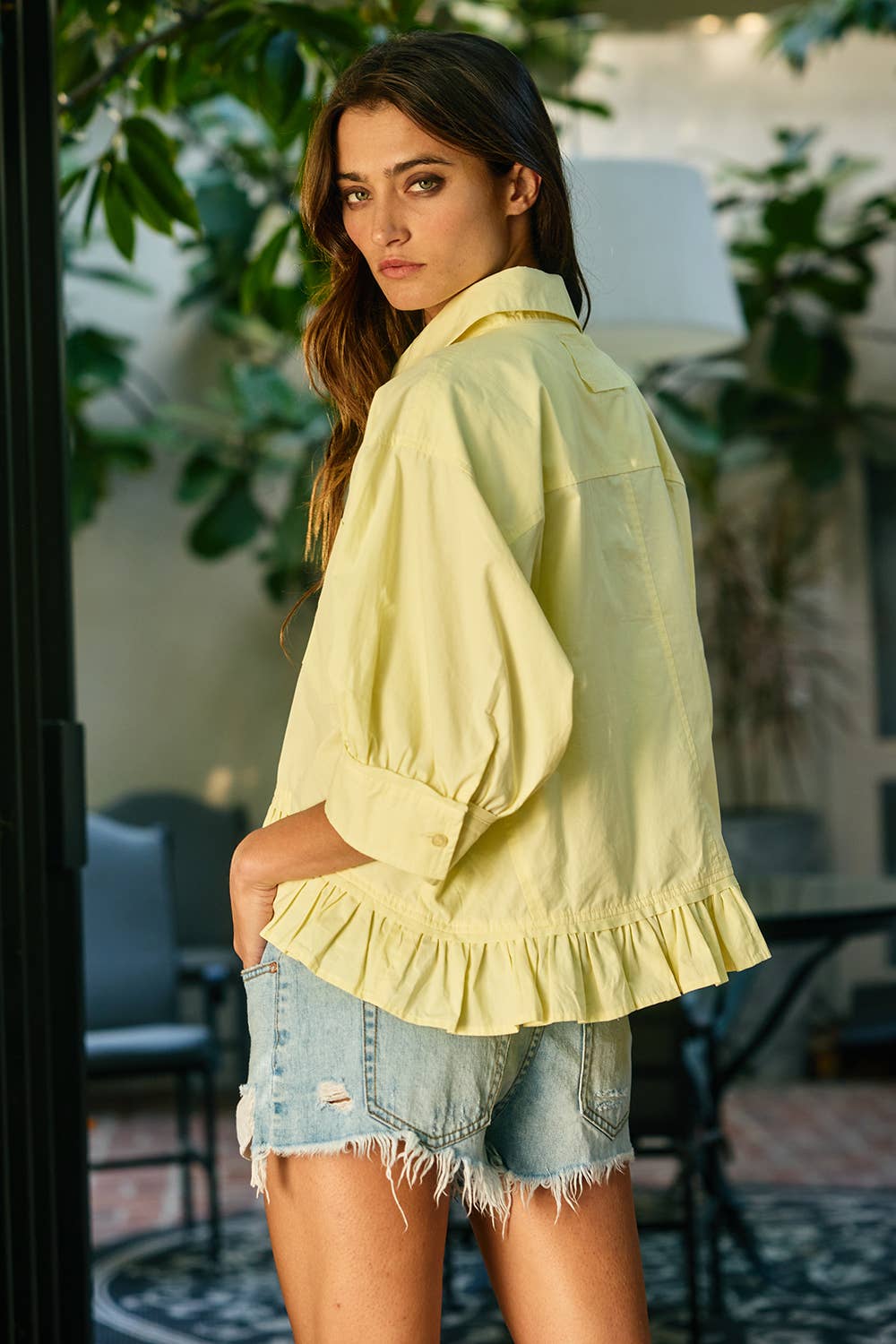 Butter Ruffle Trim Top