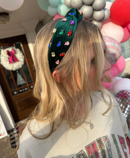 Green With Colorful Rhinestone Headband