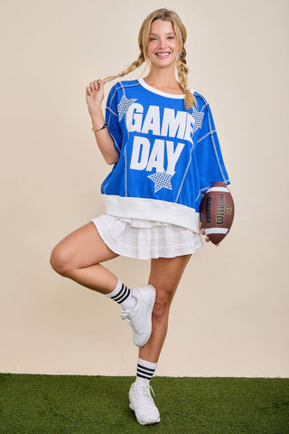 Main Strip - Game Day Star Patch Sweatshirt – Sporty Varsity Top