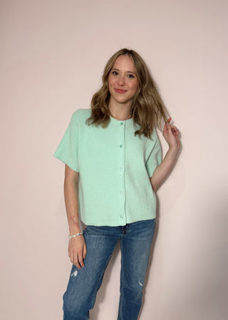 Mint Short Sleeve Cardigan