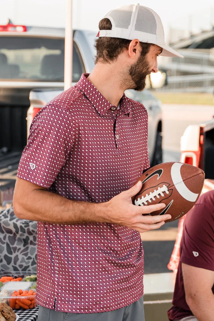 Performance Polo - Texas Maroon & Grey
