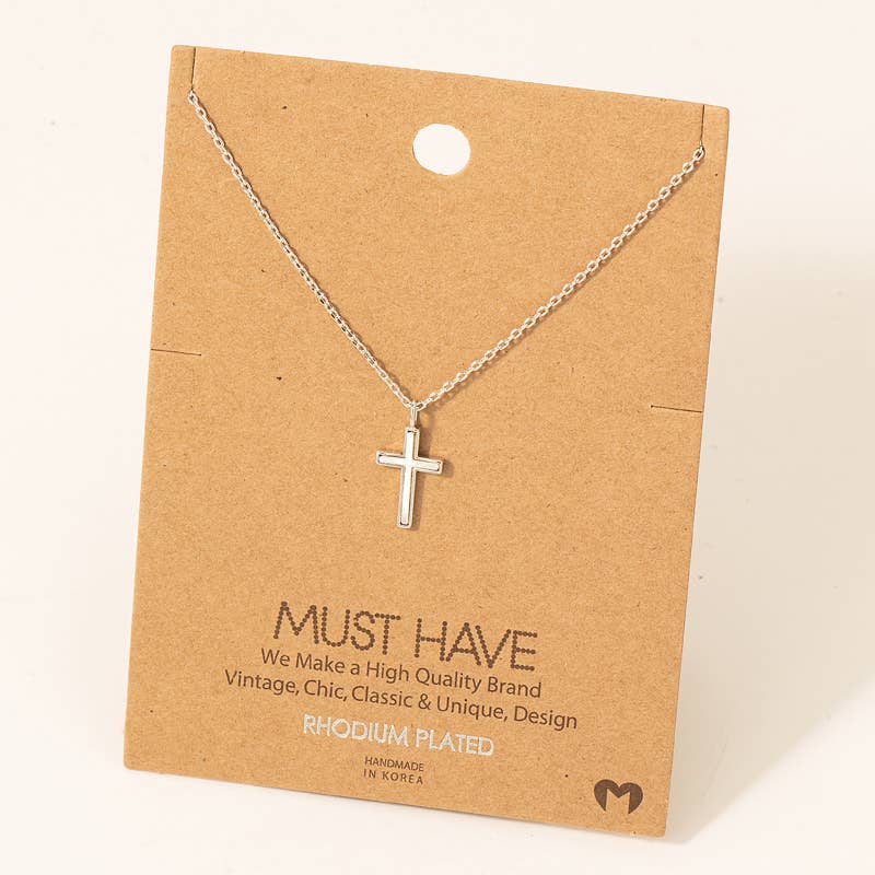 Gold Dipped Cross Shell Pendant Necklace