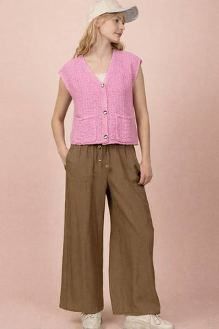 VERY J - 12W3377N-Button Down Knit Sweater Vest