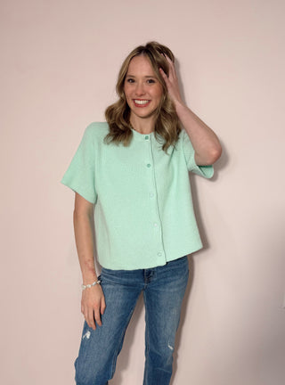 Mint Short Sleeve Cardigan