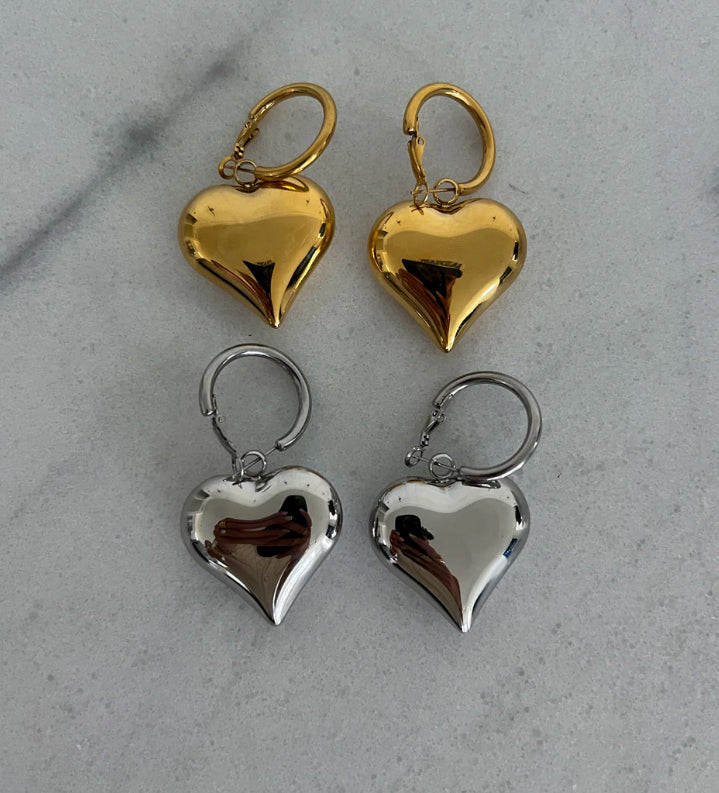 18k Gold Plated Bubble Heart Earrings