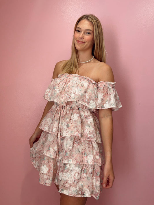 Light Pink Four Teir Mini Dress