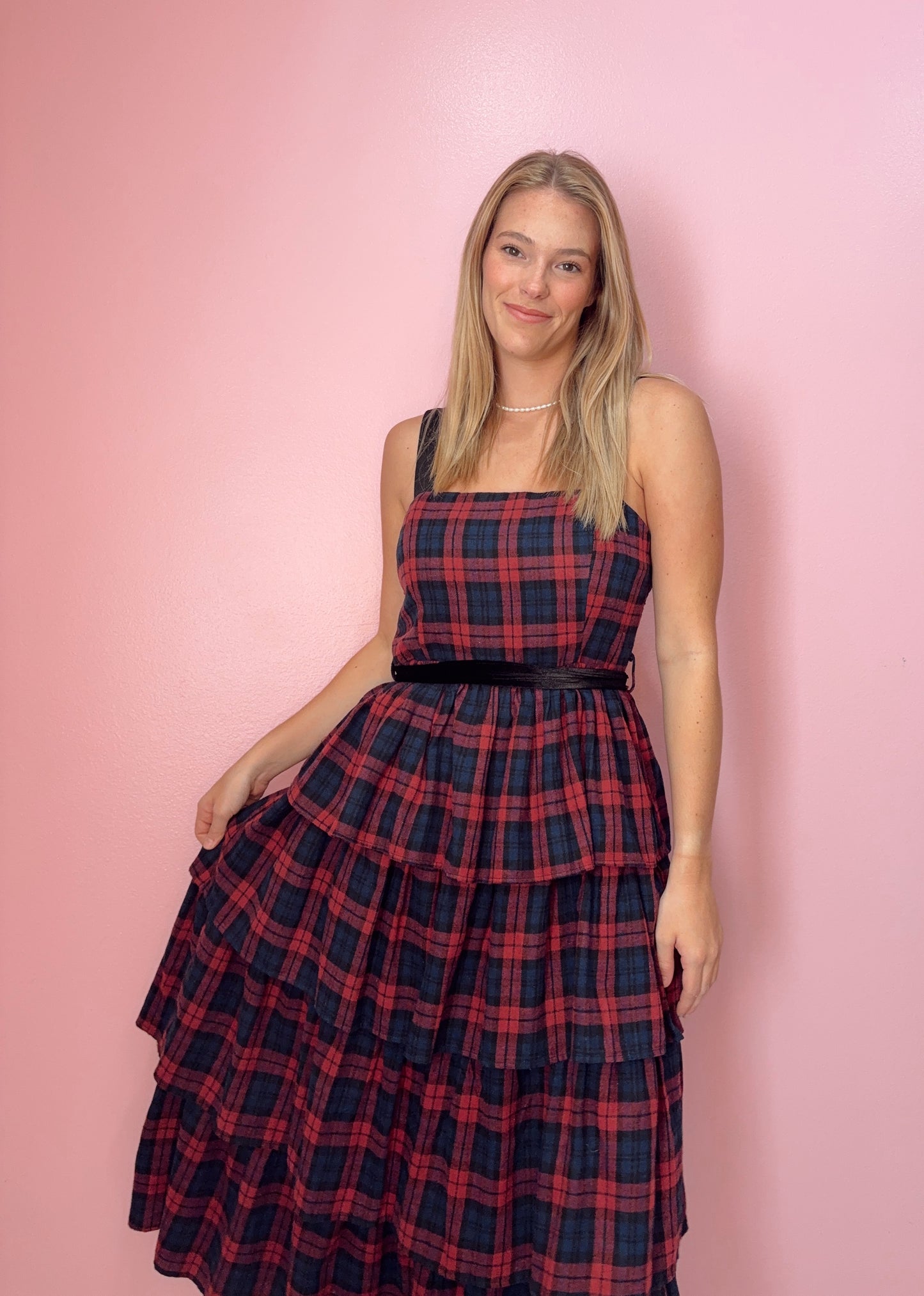 Plaid Flannel Tiered Dress